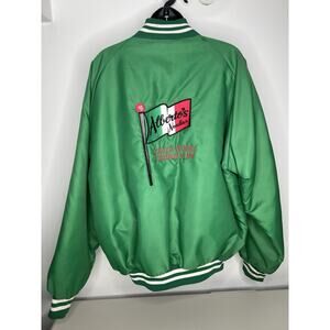 Vintage ALP Satin Bomber Jacket USA Embroidered Alberto’s Noodles Size Large